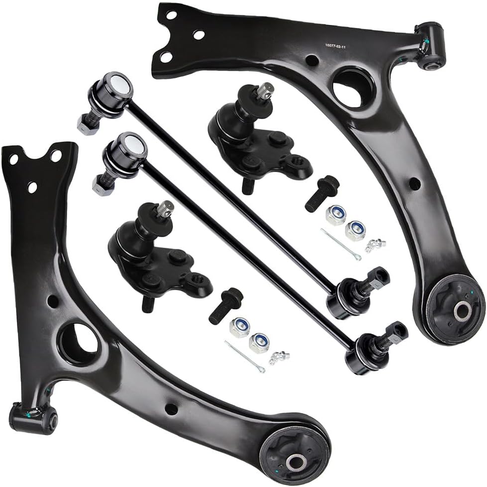 SCITOO 6pcs Front Suspension Kit Lower Control Arm Lower Ball Joint Sway Bar End Link fit for Toyota for Prius 2004-2009