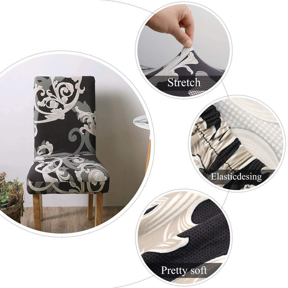 Dioxide Coprisedie con Schienale 6 Pezzi, Sedia Bi-Elastico per Una Misura Universale, Molto Facile da Pulire e Resistente, Coprisedile, Office, Arredamento Ristorante - Fiori