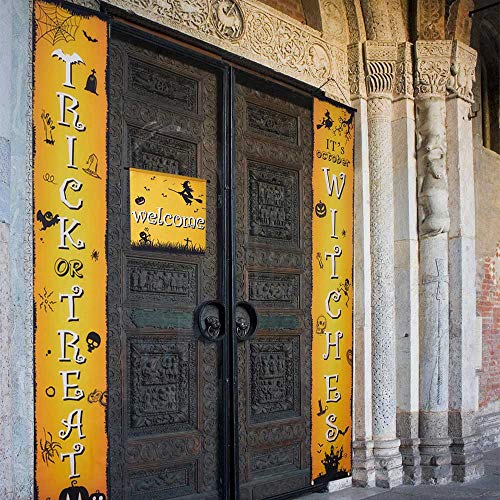 Halloween Door Decorations Banner,Halloween Home Decor For Front Door,Halloween Party Decorations Outdoor Indoor Trick Or Treat Banner Welcome Sigh #TOP5