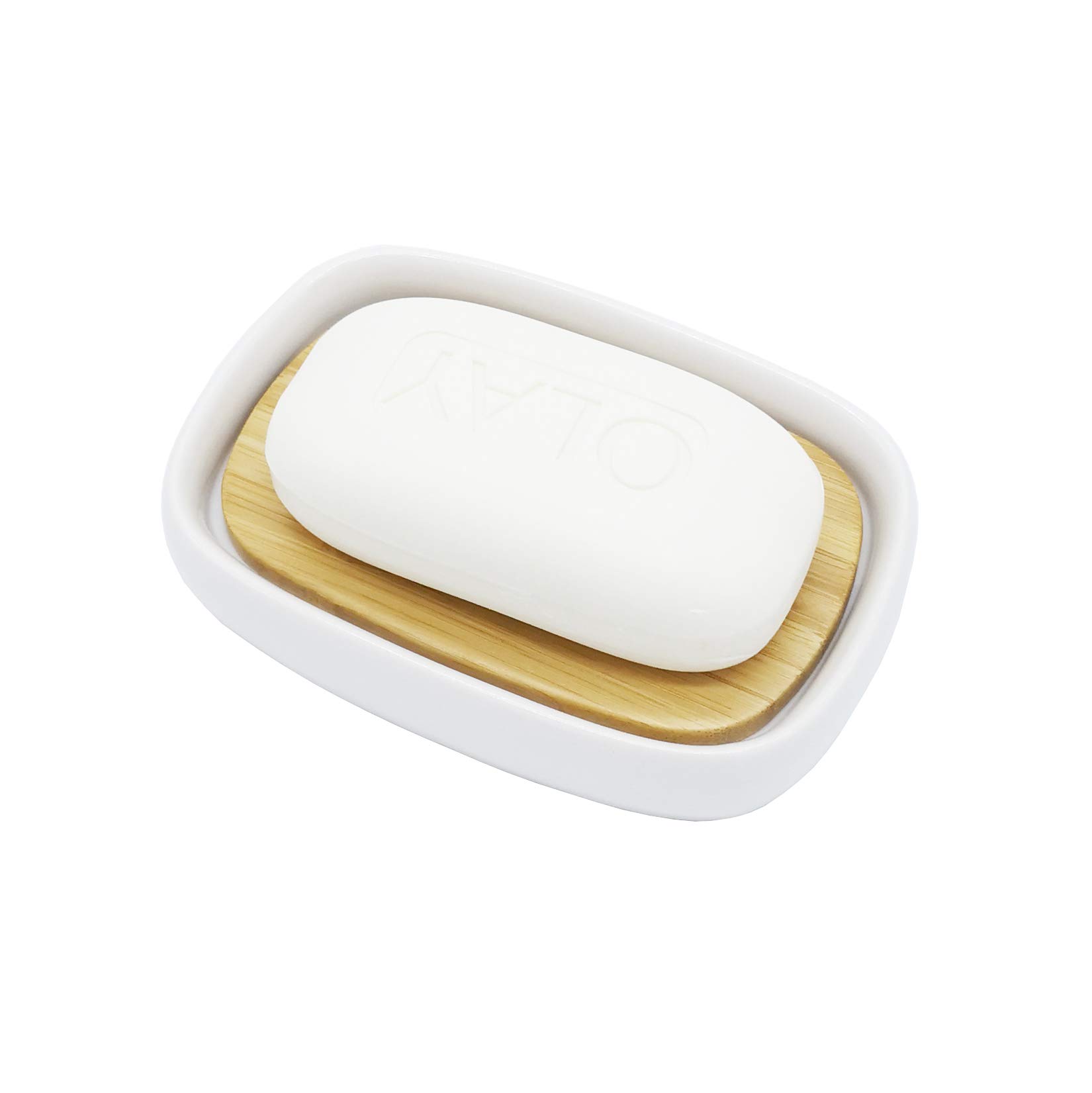 Lofekea - Porte-savon En Céramique Et Acier Inoxydable Avec Égouttoir Pour Salle De Bain Et Douche