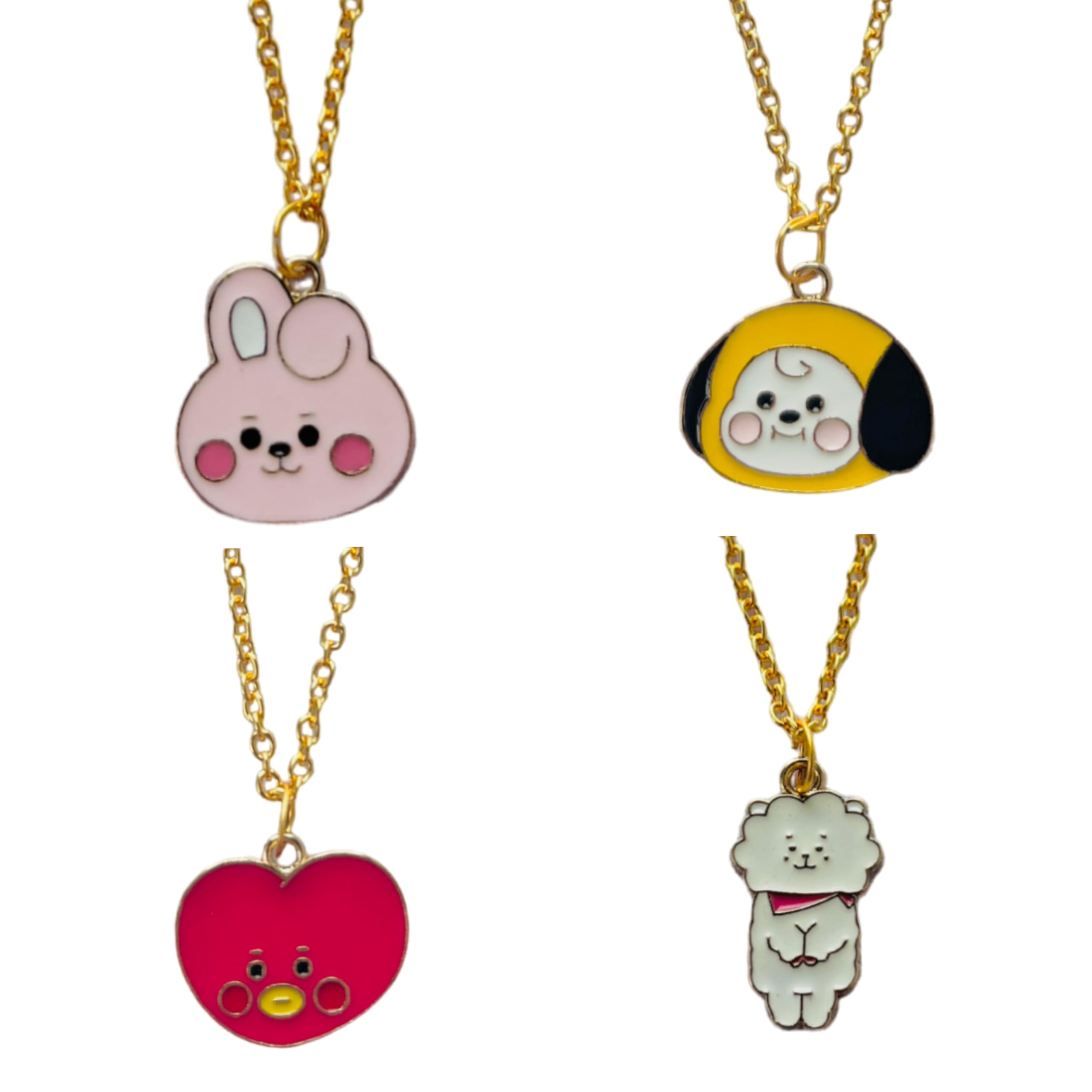 Pack 4 BTS BT21 Charcter Charm Cute Korean Pendant Necklace Combo For Women And Girls| K-pop | BTS Merchant Accessories | Korean | BTS Army (Rj) (B0D9BSZXRX) Amazon Price History, Amazon Price Tracker