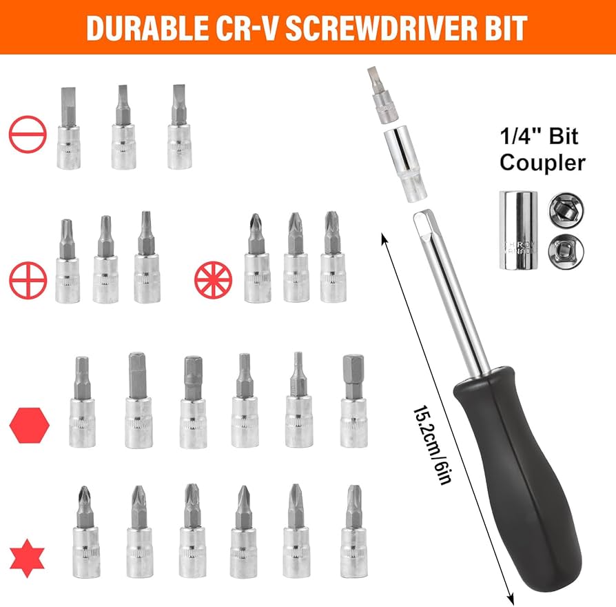 Amazon | 46 PCS ソケットレンチセット、1/4インチドライブソケット