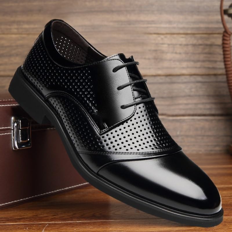 Men's Fashion Slip-On Dress Shoes Breathable Business Derby Formal Shoes Men Casual Walking Shoes Office Flats Shoes Orthopedic Leather Oxford Shoes3