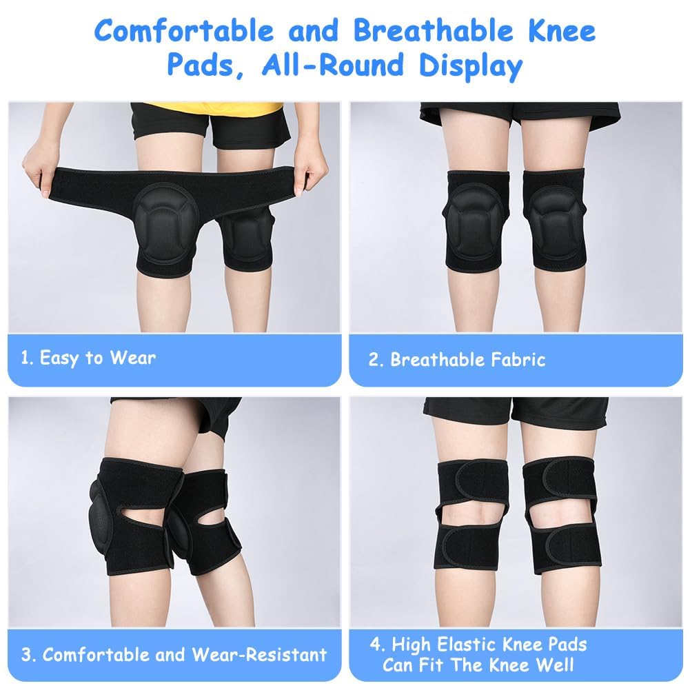flintronic 1 Par Rodilleras Trabajo, Protección para la Rodilla, Esponja Eva De 20 Mm de Grosor, Antideslizantes para Rodilleras Voleibol Ajustables Adecuadas para Voleibol, Baile, Jardín (M,Negro) - 4