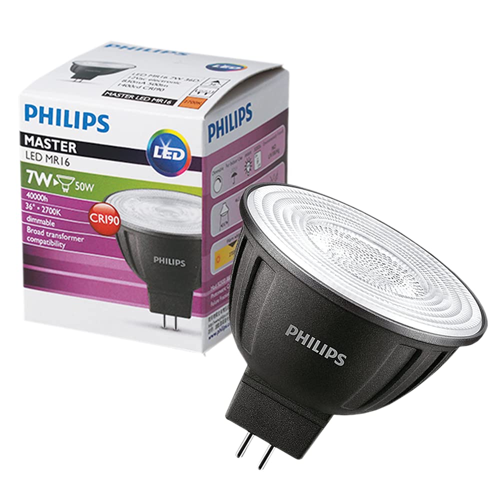 Lâmpada Led Philips PAR16 MR16 36º dimerizável 7W luz amarela 12V