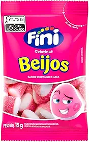 AMOTAOS Balas De Gelatina Beijos De Morango Fini Com 12 Unidades (1 pacote)