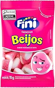 AMOTAOS Balas De Gelatina Beijos De Morango Fini Com 12 Unidades (1 pacote)