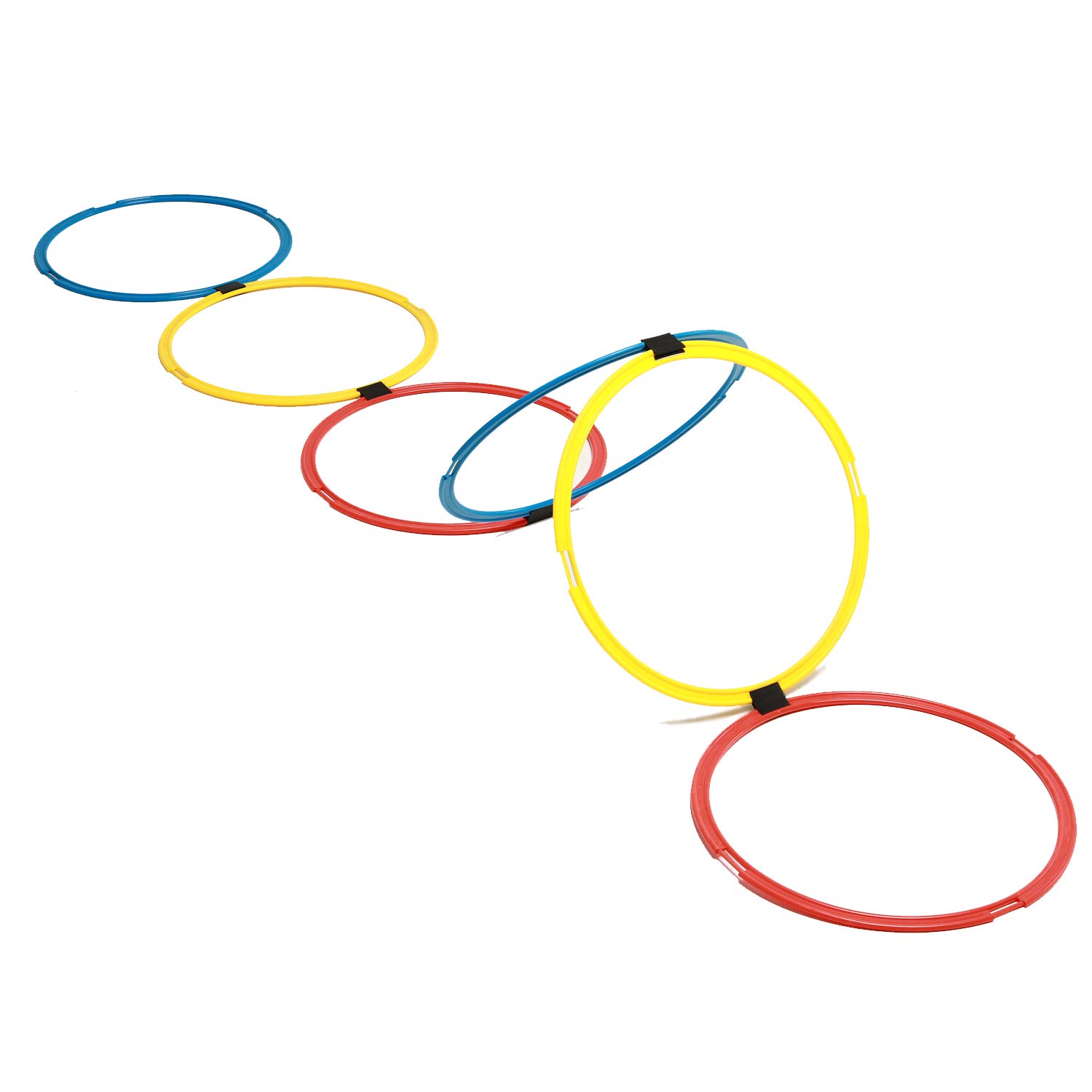 Anelli di coordinazione – Set di 12 anelli di coordinazione in giallo, rosso, blu, anelli agility per l'allenamento nello sport, pneumatici fitness con borsa