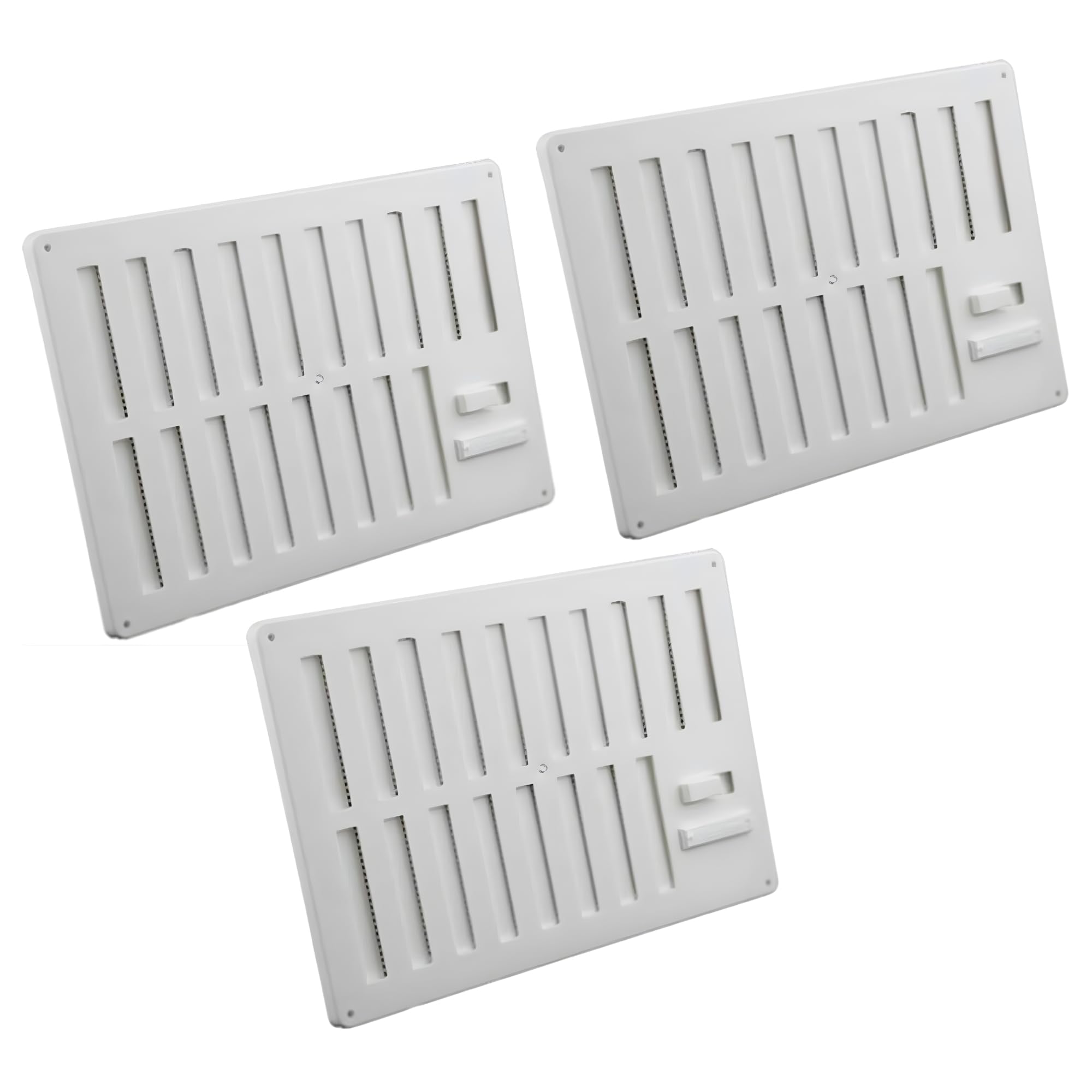 Hit & Miss Vent with Flyscreen (3 Pack | White | 9in x 6in) - Adjustable Air Vent 9x6 Inch - Wall, Door & Ceiling Ventilator with Slide Control - Integral Flyscreen Keep Insect Out