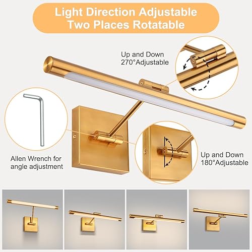 Miniatura 3 de Xbuyee Luz LED para pintura, luz de arte ajustable de 16.54 pulgadas y 9 W para pared, lámpara de pared de galería para trabajos de exhibición,