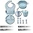PandaEar Silicone Baby Feeding Set | 9PCS Baby Led Weaning Supplies Self Feeding Utensils | Divided Suction Plate Bowl Bibs Sippy Cup with Baby Snack Container Spoons Forks (Blue)