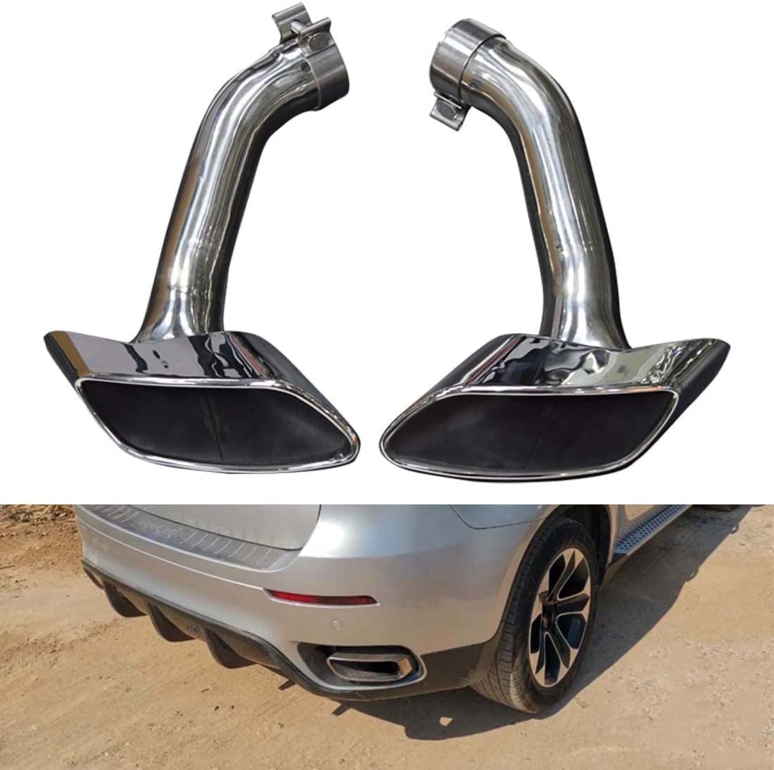 2x Car Rear Bumper Tail Exhaust Pipe Tips For BMW X5 X6 G05 G06 2010-2024 Black - View #9
