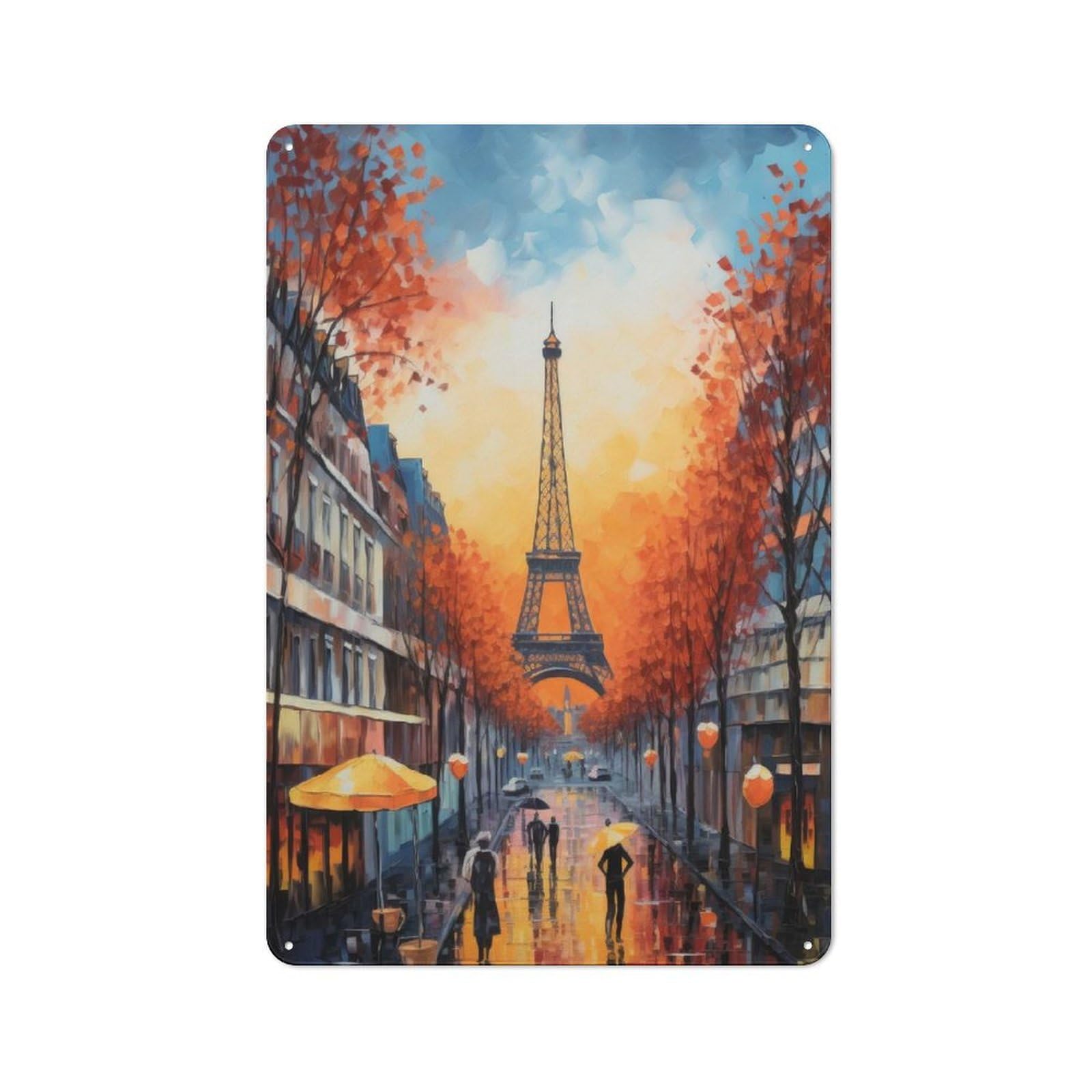 Junmoney Paris Vintage Metal Wall Art Sign 30X20cm Featuring Old Style Wall Plaque For Kitchen, Hallway, Bar Or Small Cafe