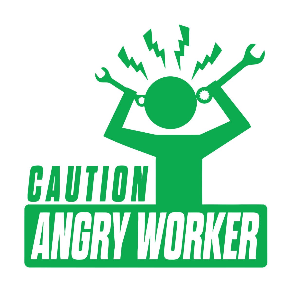 Office Wall Decal Caution Angry Worker Cartoon Pattern Decor Stickers Vinyl Company Window Wall Decals Home Decoration Small - 28x28cm