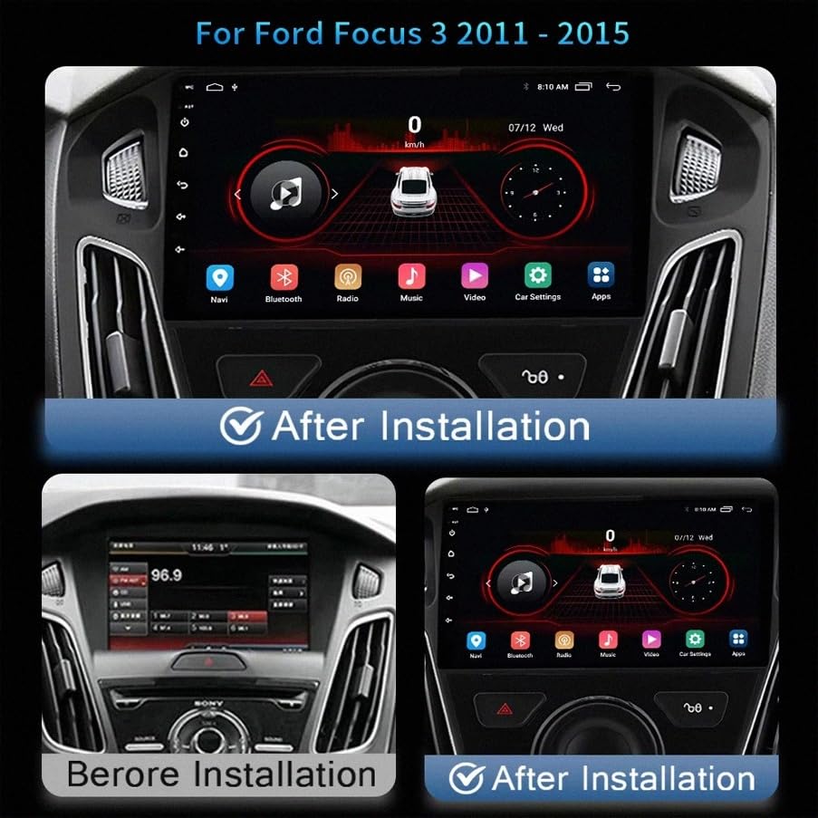 Pantalla Carplay Coche Inalámbrica para Evitar Multas en Ford Focus 3 con Manos Libres Bluetooth 2