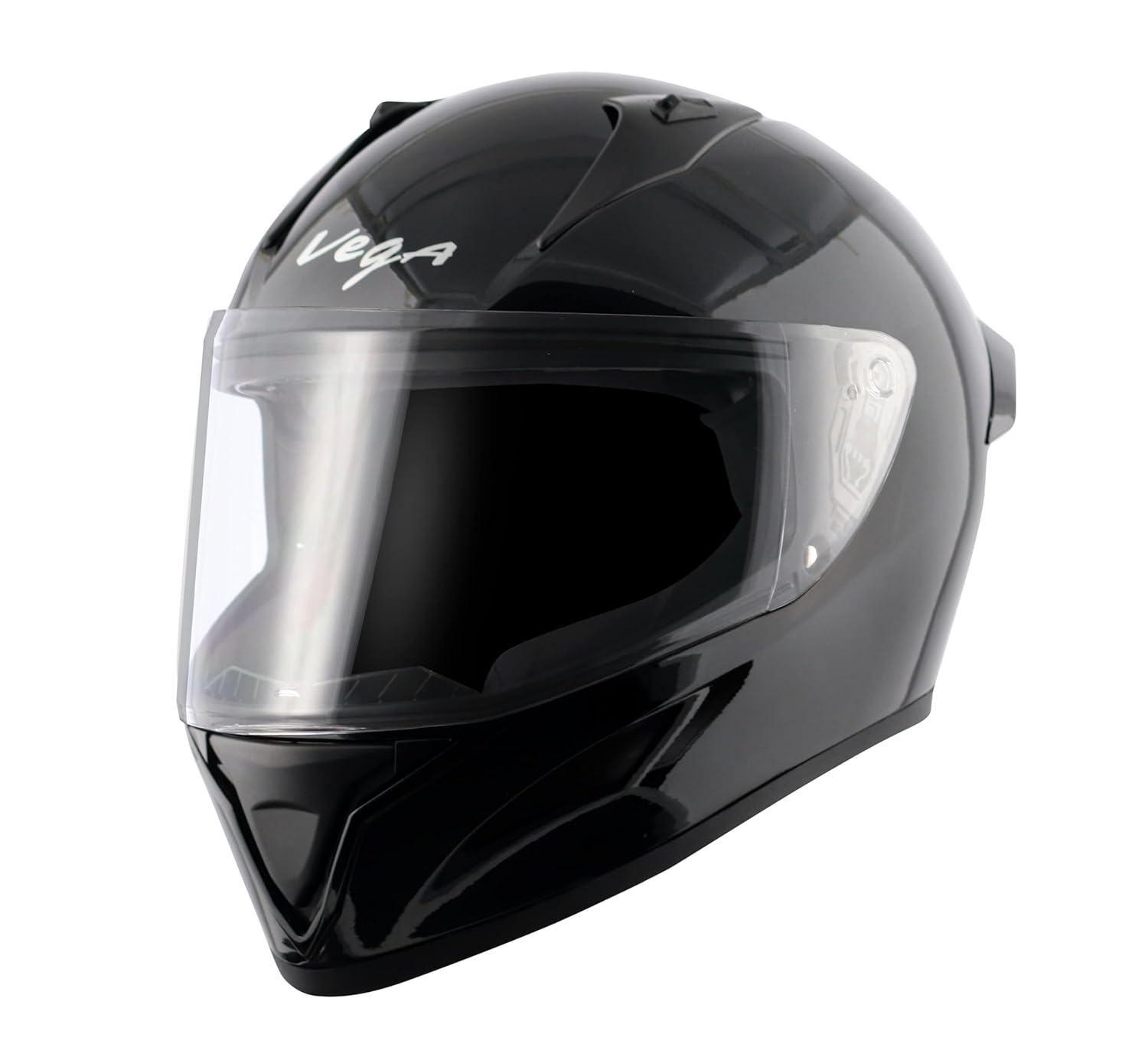 Vega Bolt ISI DOT Certified Full Face Gloss Finish Helmet for Men and Women with Clear Visor(Black, Size:L) Vega Bolt ISI DOT Certified Full Face Gloss Finish Helmet for Men and Women with Clear Visor(Black, Size:L)