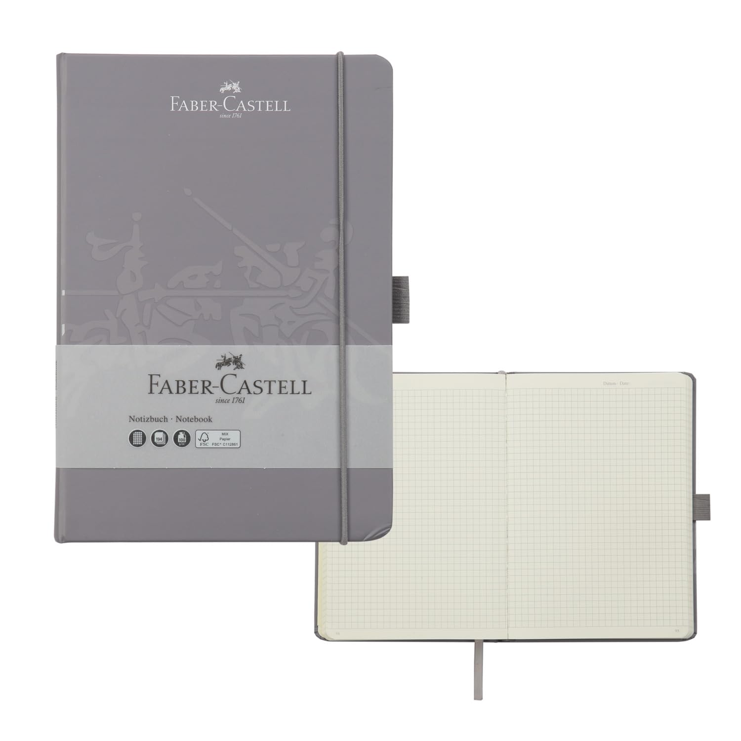 Faber-Castell 27825 Notebook DIN A5 145 x 210 mm Paper Quality 100 g/m2 FSC Mix Dapple Grey Pack of 1