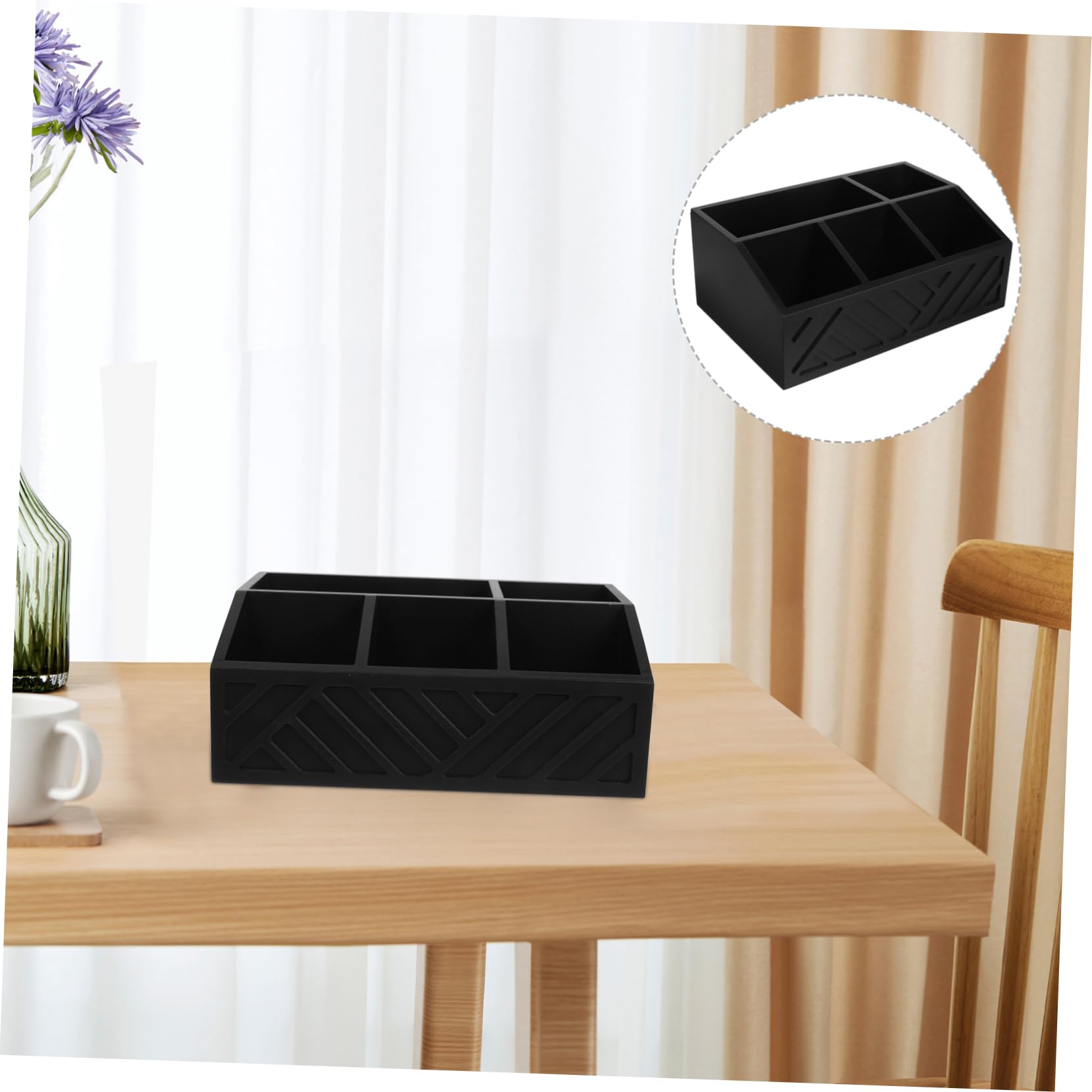 IMIKEYA Schwarze Holzkiste mit Fächern zur Aufbewahrung für Teebeutel | Kaffeehäuser und Zuhause, Kompakte Kasten mit Klaren Linien, Moderne Optik