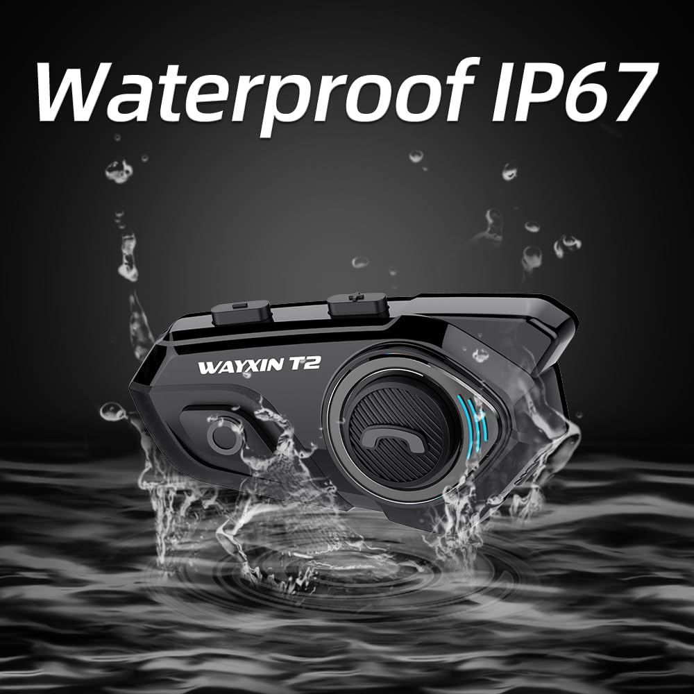 T2 - 4 auriculares Bluetooth para motocicleta, intercomunicador Bluetooth para 2 conductores de 1000 m con intercambio de música, cancelación de ruido DSP y CVC, radio FM, emparejamiento con