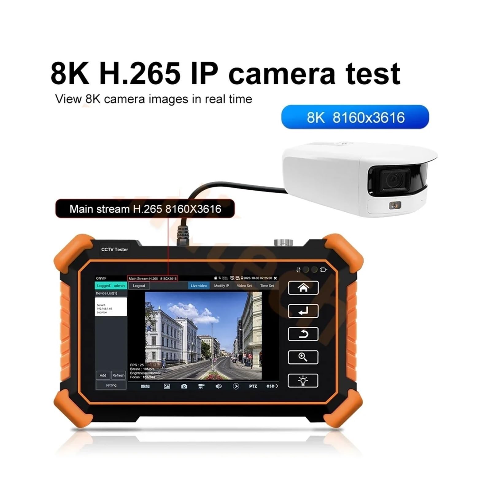tester di rete, Tester Portatile For Telecamere IP CCTV 8K 8MP AHD CVI TVI Analogico For Cavi WIFI UTP - Perfetto For Installazioni(IPC-1900C Plus)