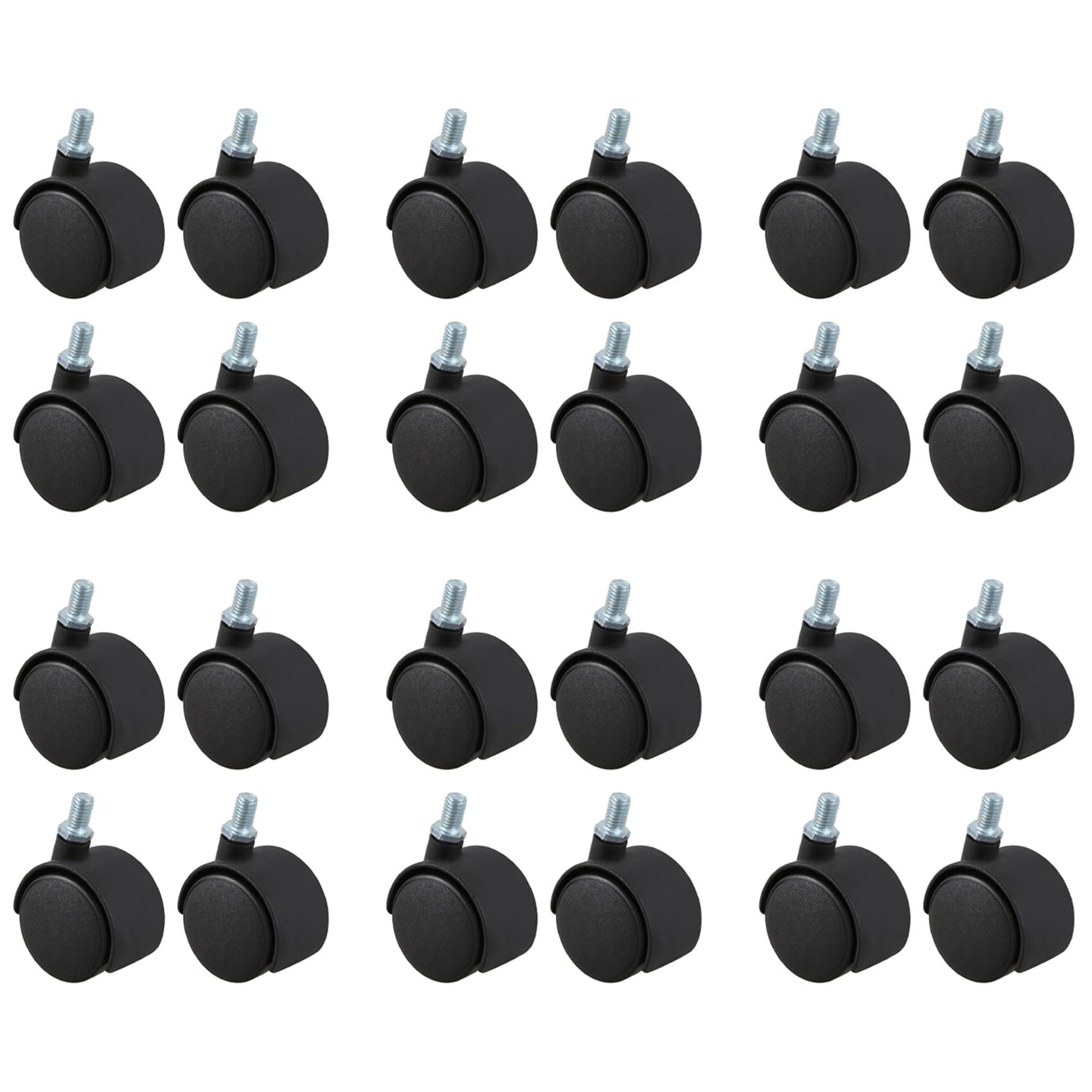 Jnchdghwa Black Plastic Swivel Caster 8Mm Stem 1.5-Inch Dia Wheel 24 Pcs