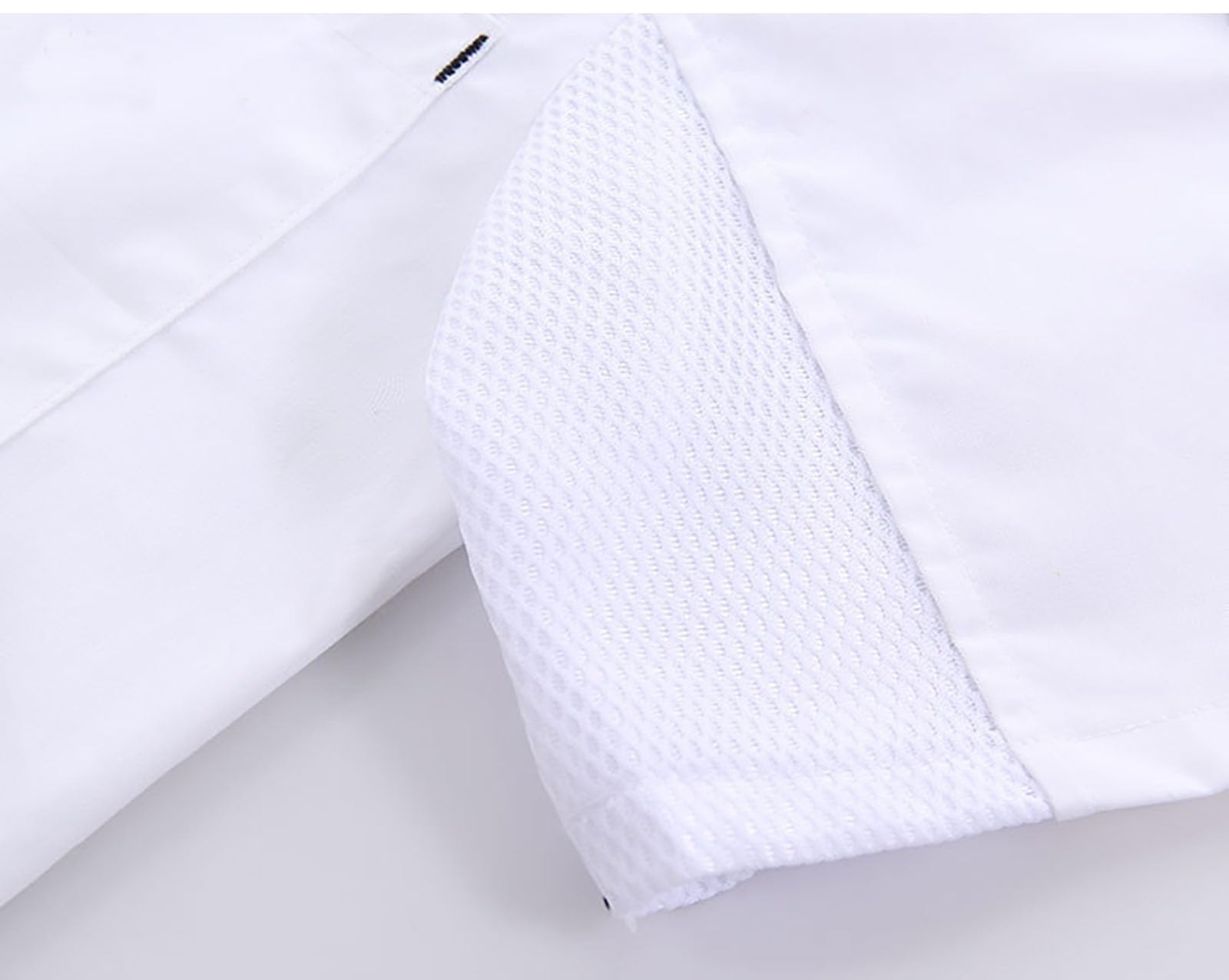 Veste de cuisine pour homme à manches courtes en coton - Chemise respirante - Vêtement de cuisine léger - Séchage rapide - Double rangée - Anti-taches - Col montant - Uniformes de restaurant