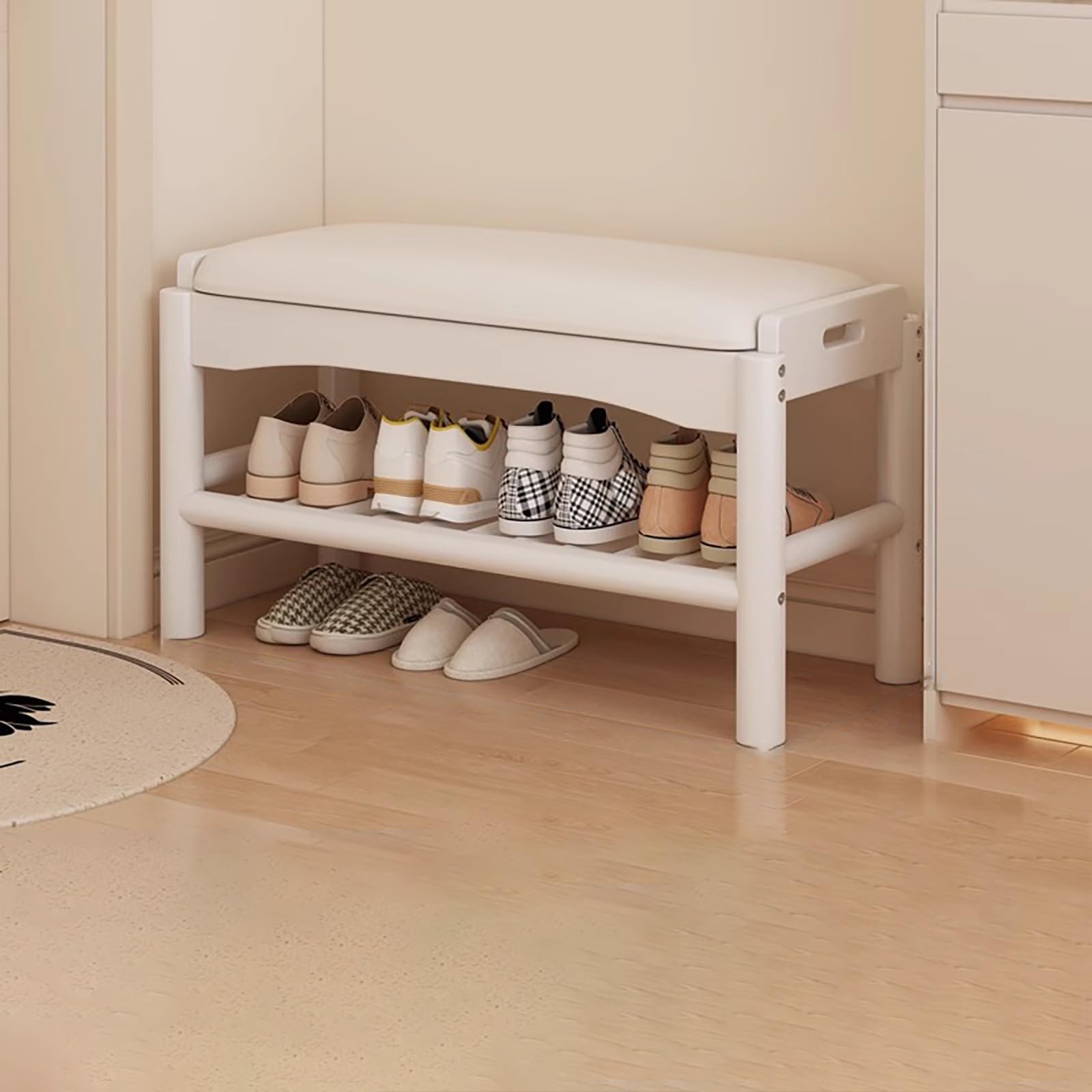Meuble gain de place et banc à chaussures avec rangement rembourré pour décoration