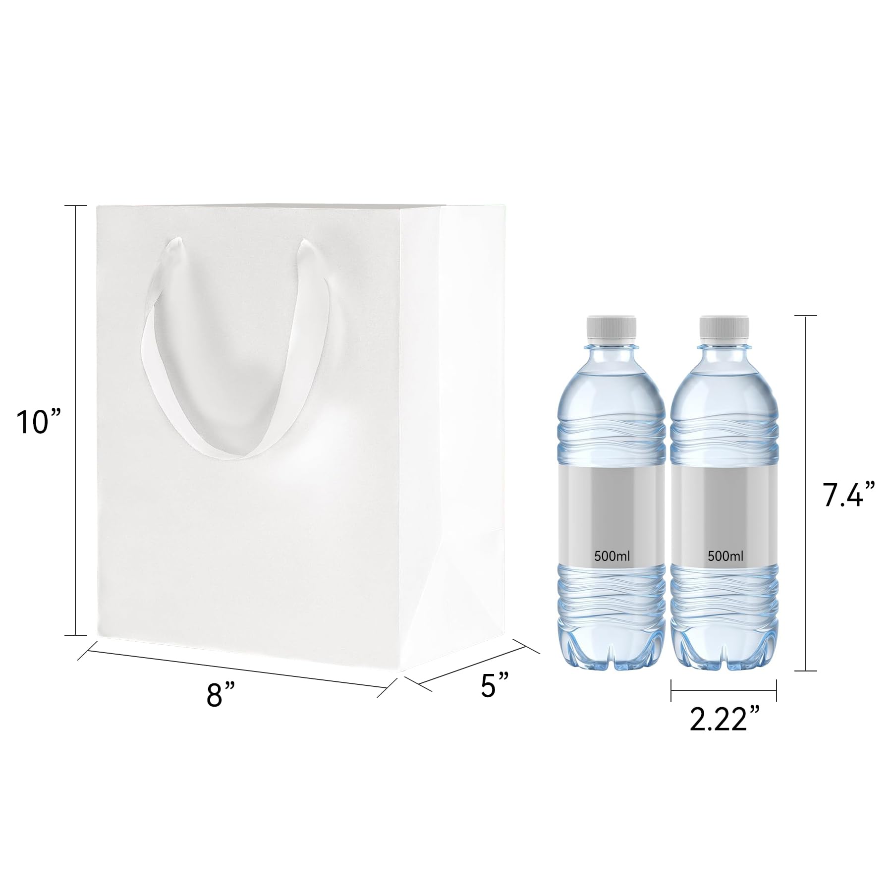 Bolsas de regalo blancas con asas, 30 unidades, 8 x 5 x 10 pulgadas, bolsas de regalo de papel kraft resistentes, a granel para bodas, fiestas, cumpleaños, negocios y compras, tamaño mediano