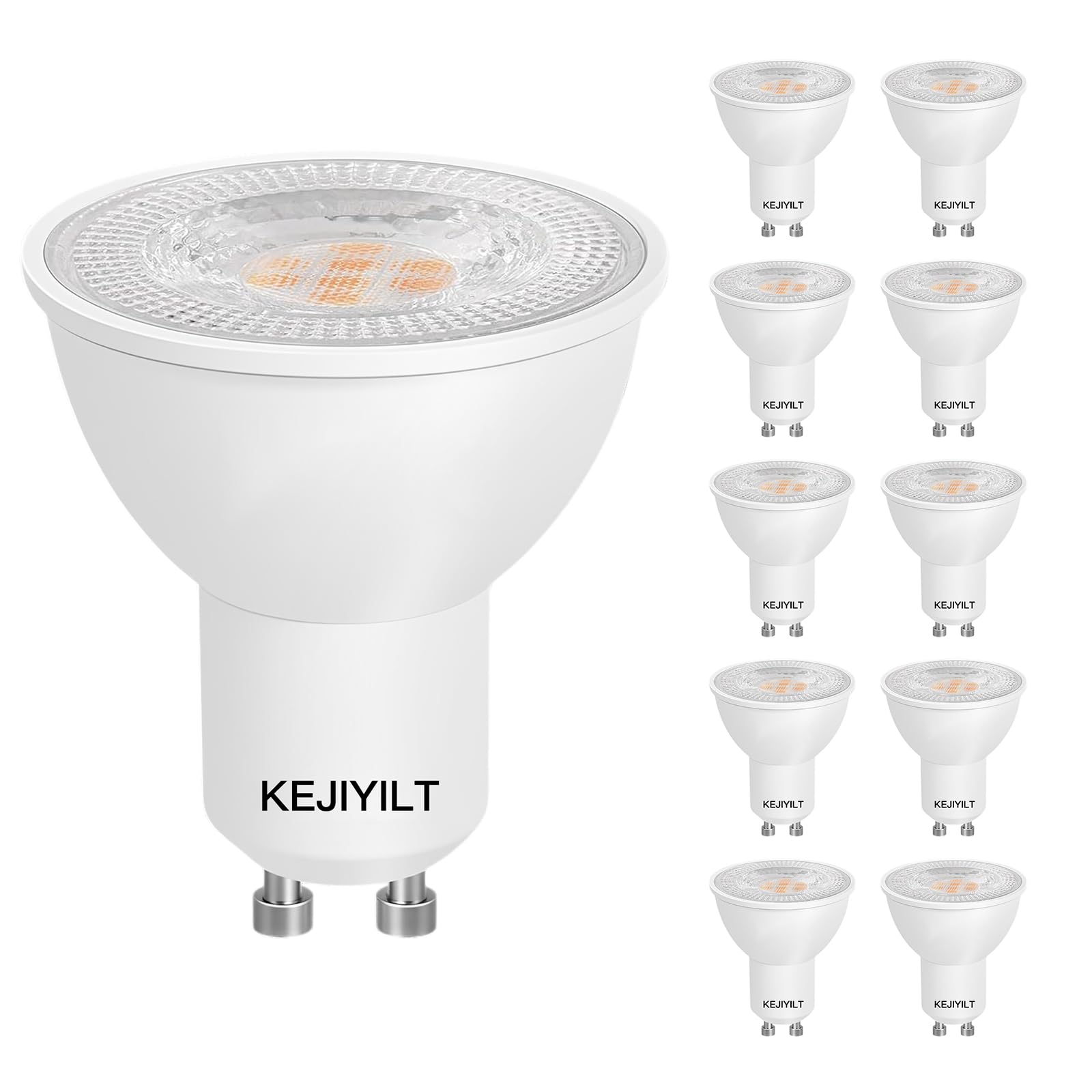 KEJIYILT Pack of 10 GU10 LED Bulbs, 7W Equivalent to 65W Halogen Bulb, 650LM, 40° Wide Beam Angle, MR16 Spotlight, Dimmable Downlight for Recessed Downlights, Track Lights, Downlig (4000K)