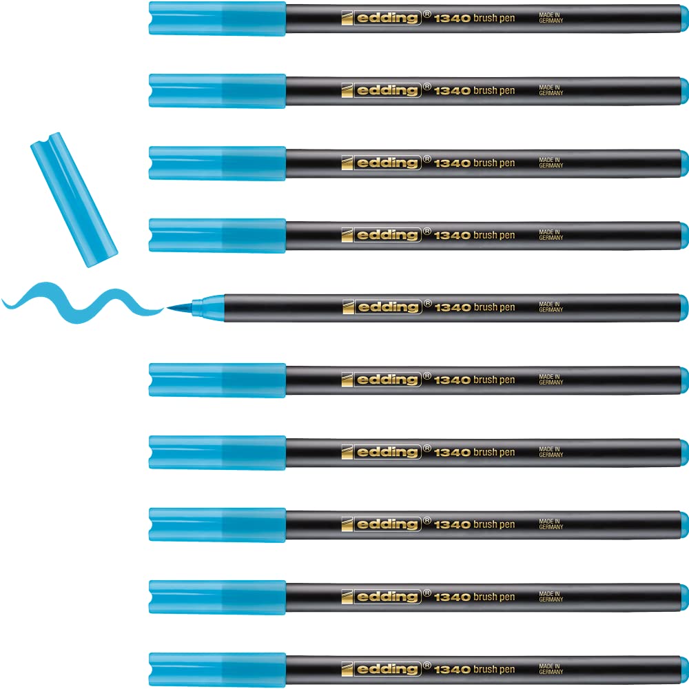 Edding 1340 Brushpen - Azure Blue / Pack of 10