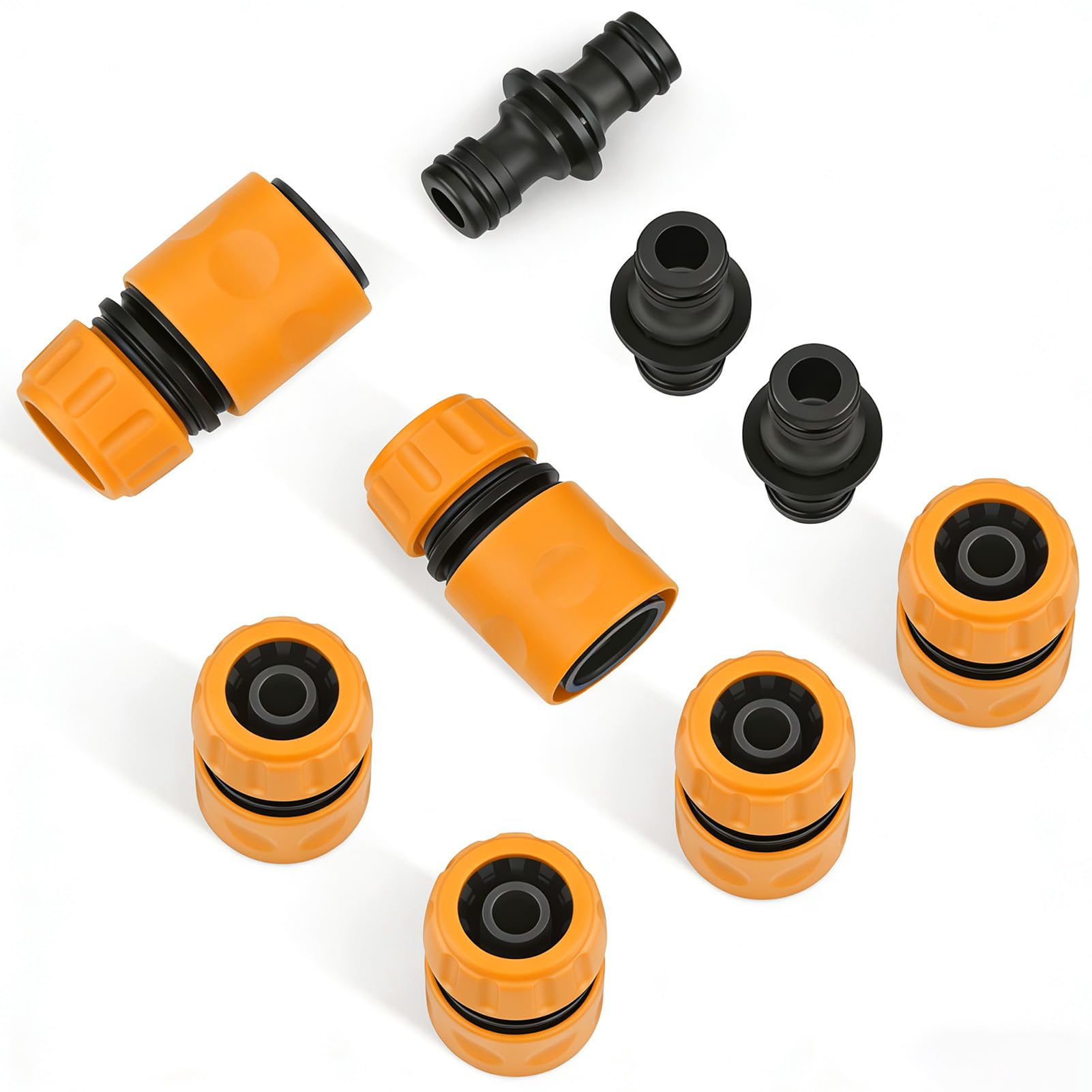 HIGA-JKL 9 Pcs Garden Hose Fittings Double Male Hose Connectors End Quick Connectors Universal Tap Connector for Hose Pipe 1/2" Plastic Tap Connector Compatible with Hozelock Connectors and Fittings — image 1
