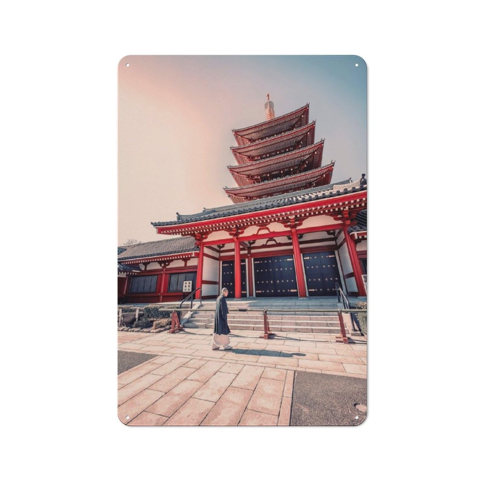 Junmoney Asakusa Sanctuary Tin Wall Plaque 30X20cm With For Hobby Room Or Studio, For Updating Hobby Room And Studio After Moving