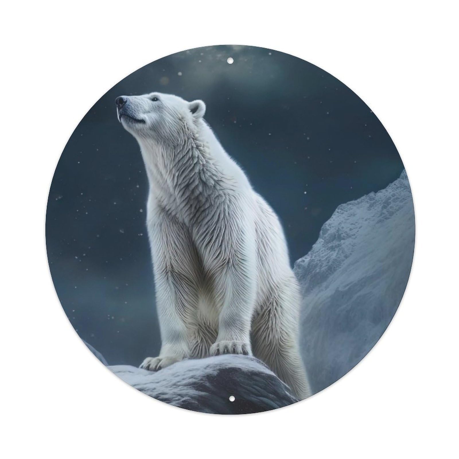 Arctic Animals Artwork Polar Bear Vintage Metal Tin Sign Plaque Wall Decor for Cafe, Club Bar, Office, Garden Metal Poster 8x8Inch