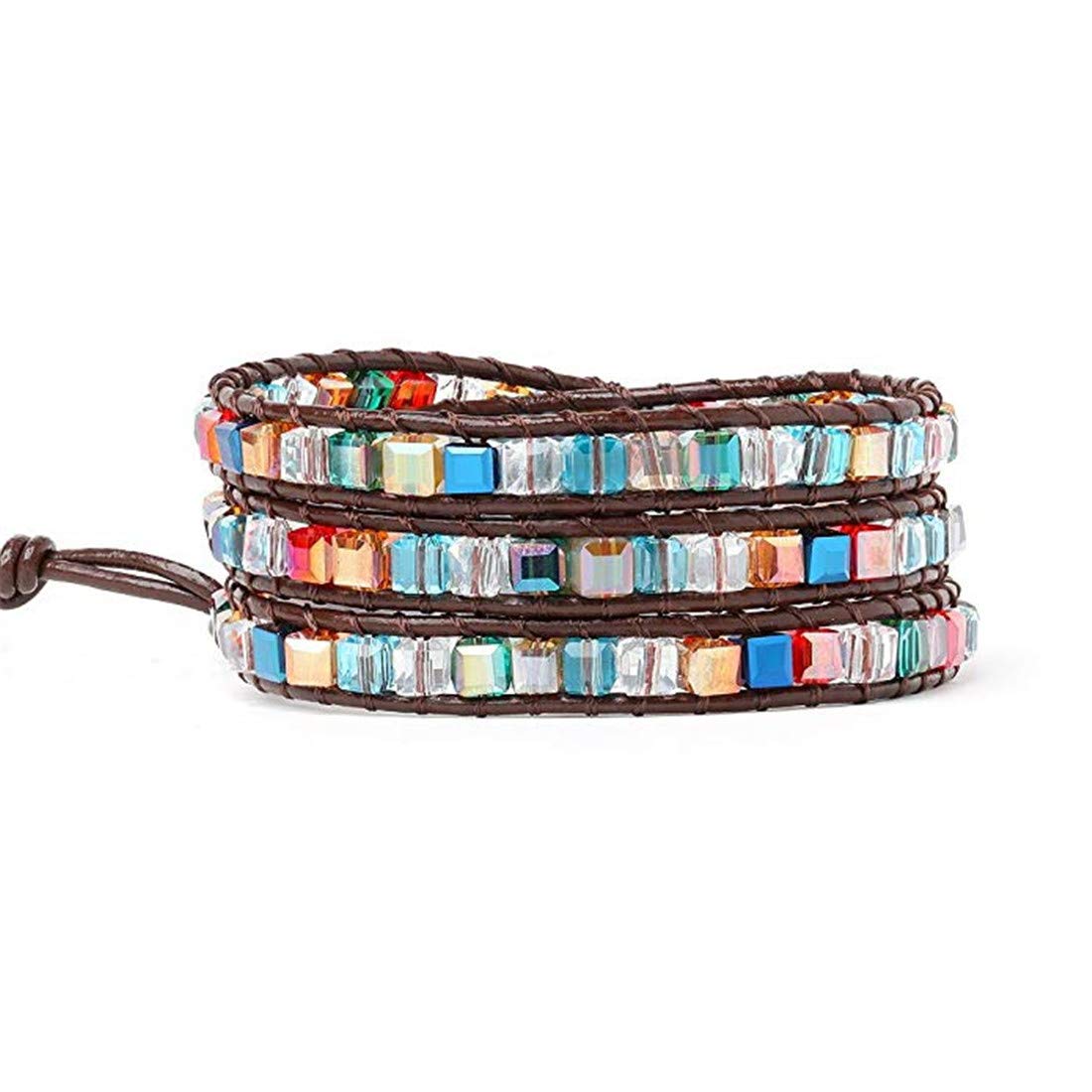 YGLINE Natural Stone Wrap Bracelet for Women Boho Bracelets Healing Crystal Beaded Bracelet Adjustable 3/5 Wraps Bracelet Handmade Birthday Gifts for Women
