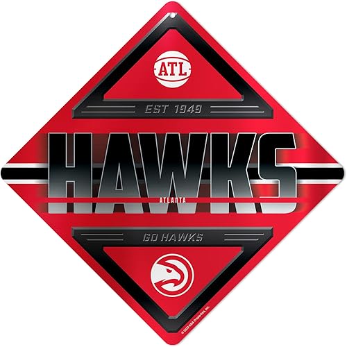 Rico Industries - Letrero metálico de baloncesto de la NBA de 16.5 x 16.5 pulgadas, decoración del hogar, dormitorio, oficina, cueva de hombre