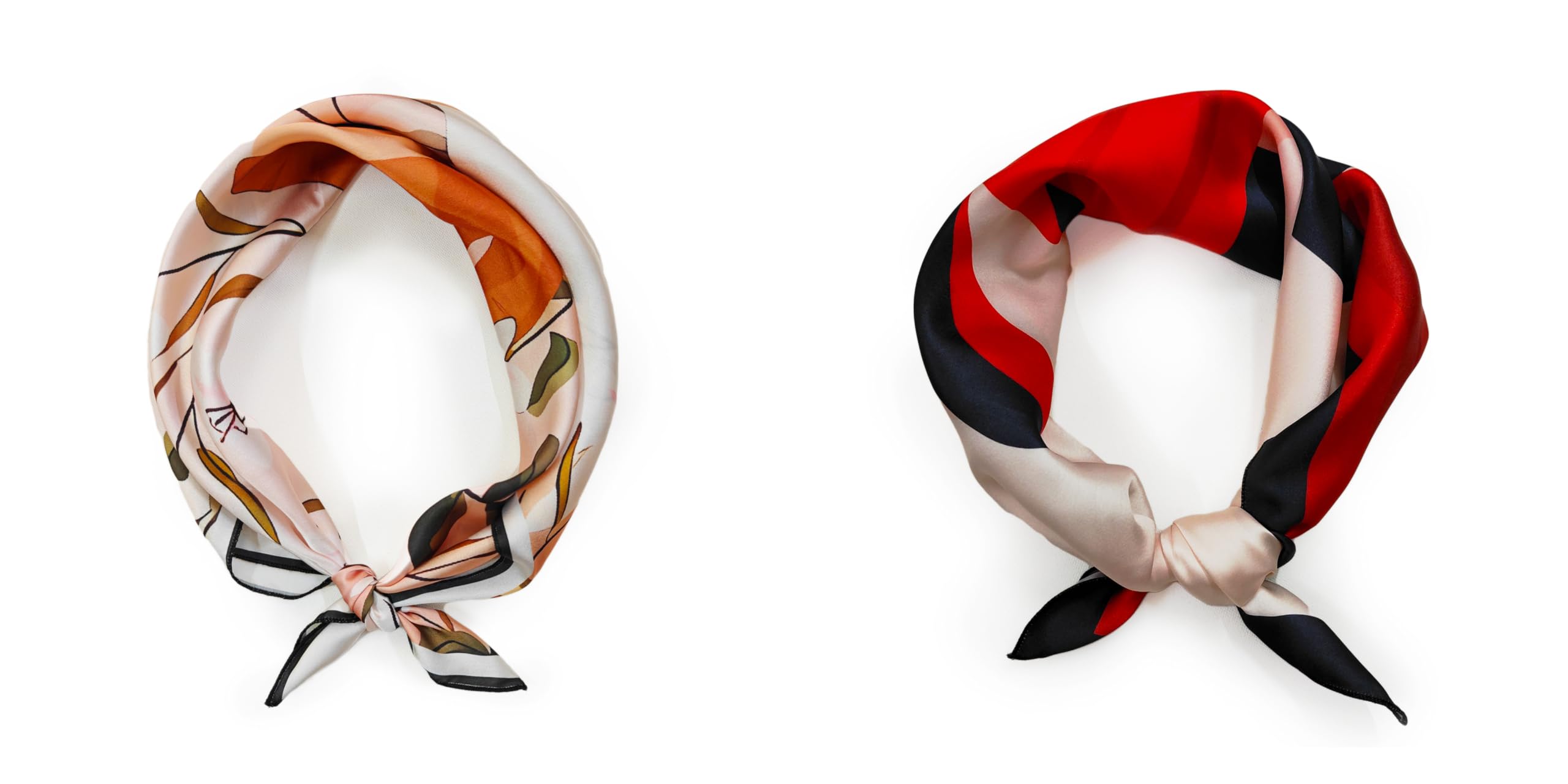 Satin Silk Small Square Scarf for Women, Printed Soft and Comfy Neck Head Tie Scarf Bandana Pack of 2 (Lady in the Sun & Senorita)-image-9