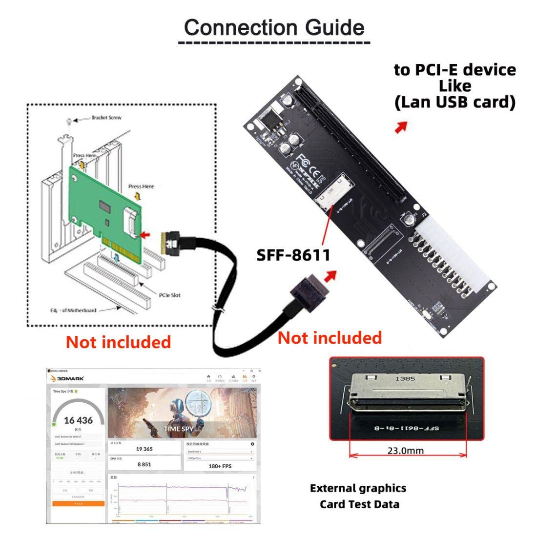 Amazon.co.jp: ChenYang Oculink SFF-8611/8612 8i - PCI-E 16X PCI