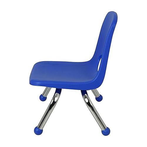 Miniatura 9 de FDP - Silla escolar apilable de 8 pulgadas, asiento apilable para estudiantes con patas de acero cromado y deslizadores de bola para aprendizaje en