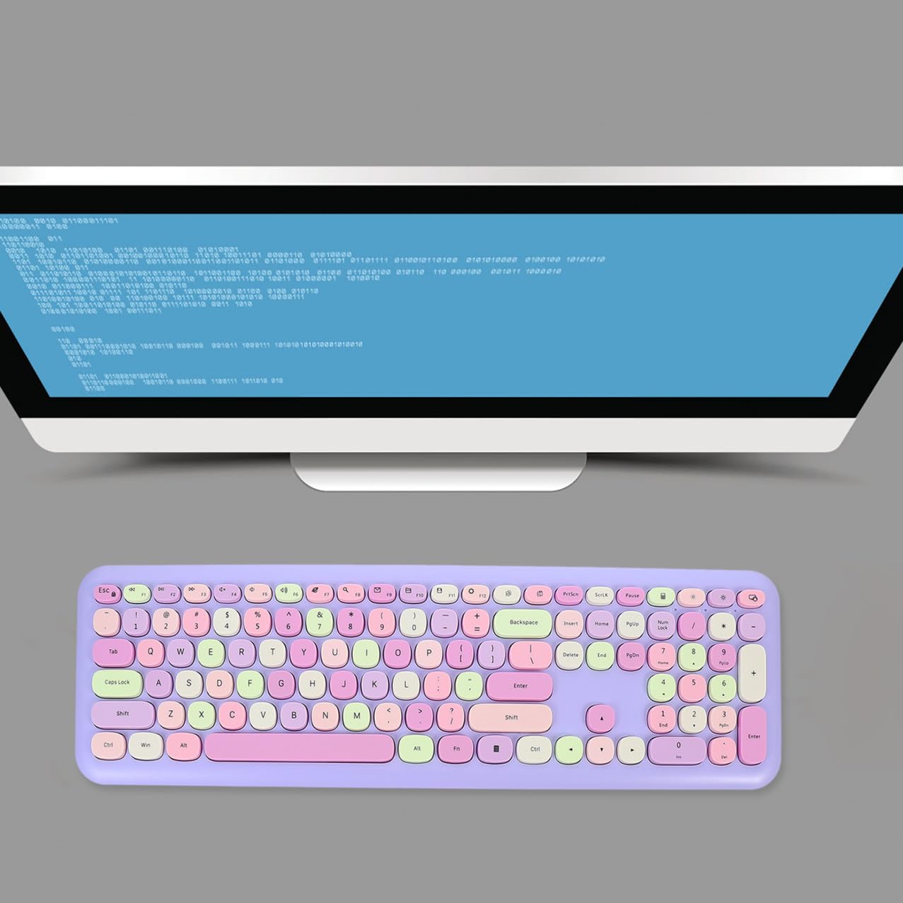 Housoutil Set Tastiera e Mouse Wireless Ergonomici in Abs, Connessione Ricevitore Usb, Compatibili con Sistemi Operativi, per Laptop e Desktop, Lavoro e Giochi
