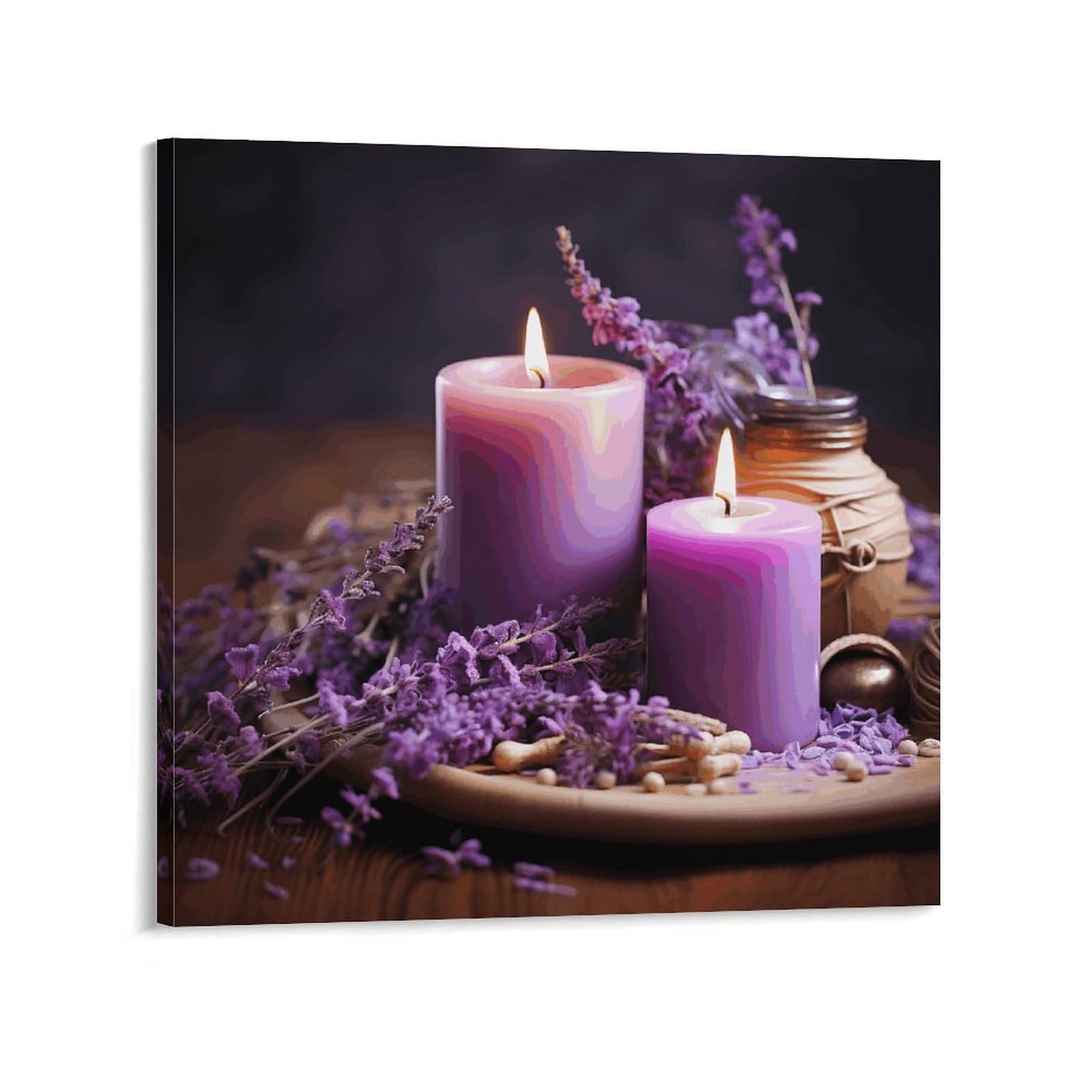 Amazon.com: AQRJLPM Purple Lavender with Candles Canvas Wall