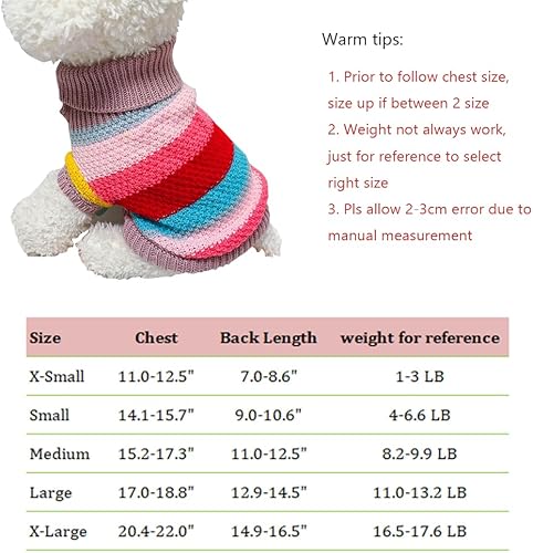 Miniatura 5 de Suéter arcoíris para cachorros y perros pequeños, sudadera de punto para perro, ropa cálida para mascotas, para gatito, chihuahua, yorkie, caniche,
