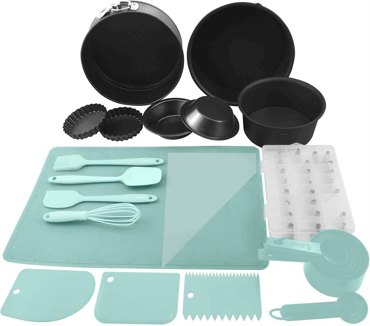 Bakeware Set Nonstick Baking Sets Cake Decorating Tools Mold for Baking Kitchen Pastry Mat Bakery Accessories 60pcs (Color : Green) tool