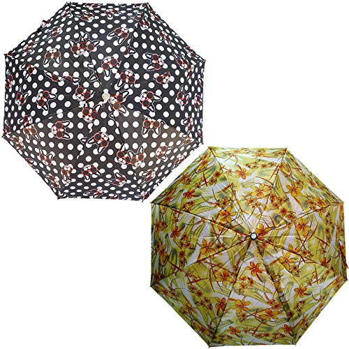 RAINPOPSON Umbrella for Women | Umbrella for Men | 2 fold Umbrella | Umbrella Combo Set of 2 | Umbrella for Girls (Multicolour) Set of 2