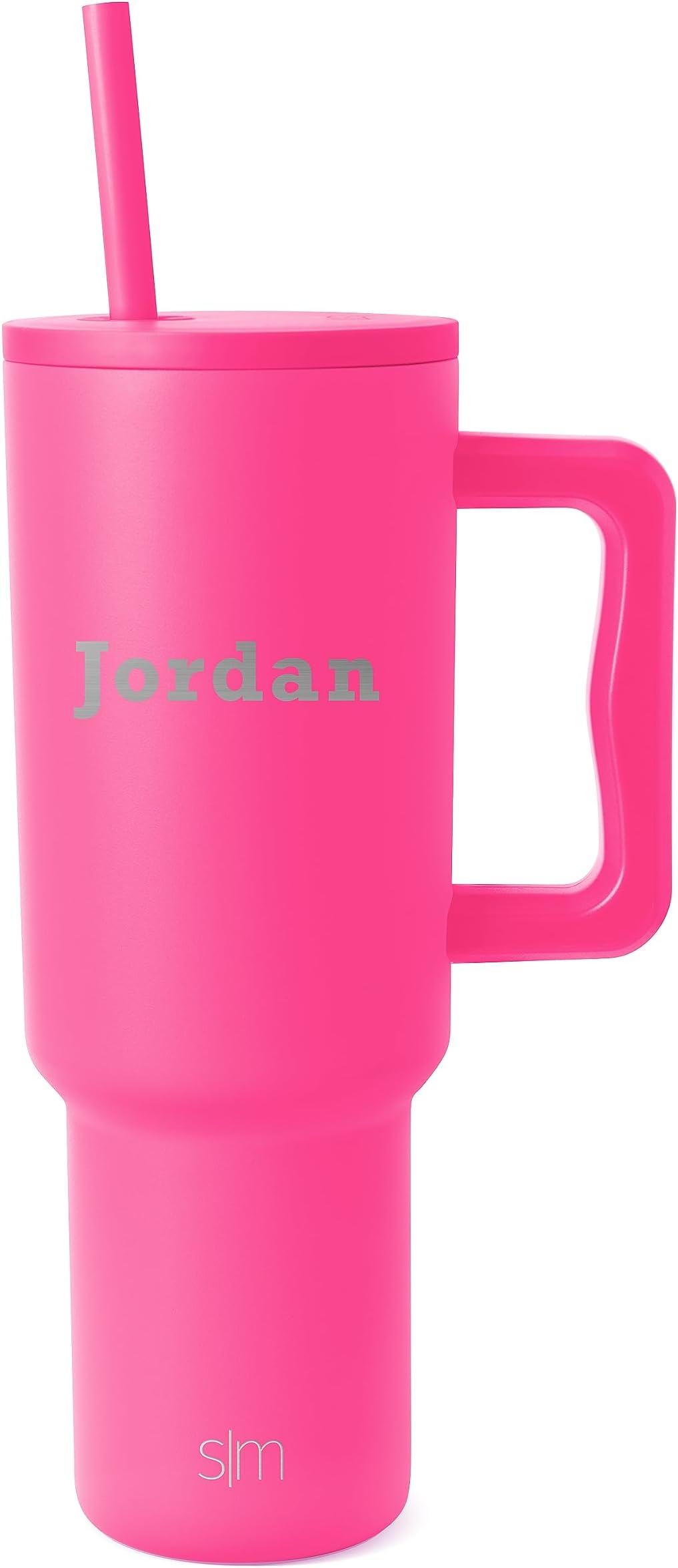 Simple ModernPersonalized 40 oz Tumbler with Handle and Straw Lid Custom Laser Engraved Gifts for Women Men Cupholder Friendly Insulated Stainless Steel Water Bottle Trek Collection | Raspberry Vibes