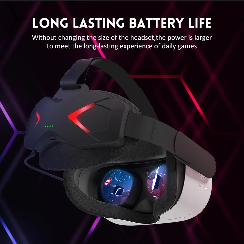 Correa ajustable para la cabeza Quest 2, soporte mejorado, cómodo, táctil, batería integrada para accesorios Quest 2 VR