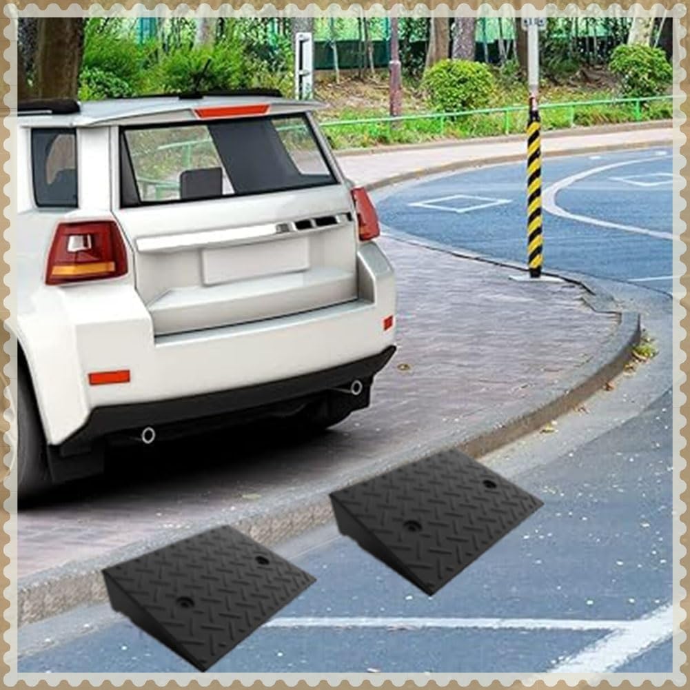 Rampa De Umbral De Goma Resistente para Bordillos/escalones, Antideslizantes Rampa De Acceso Negro Rampa De Cuña De Goma para Sillas De Ruedas/Coches/Motos/Garaje/Acera(45x25x7cm/17.7x10x2.75in)