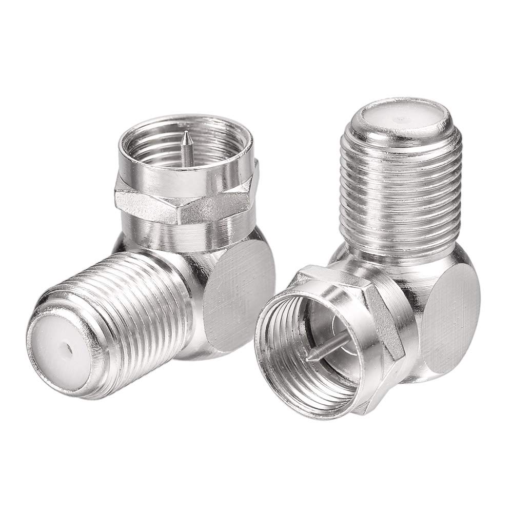 Superbat wlaniot F-Type Right Angle Adapter Coaxial Cable F Type Right Angle Connector F Female to F Male Adapter 90 Degree TV Cable Connector 2pcs