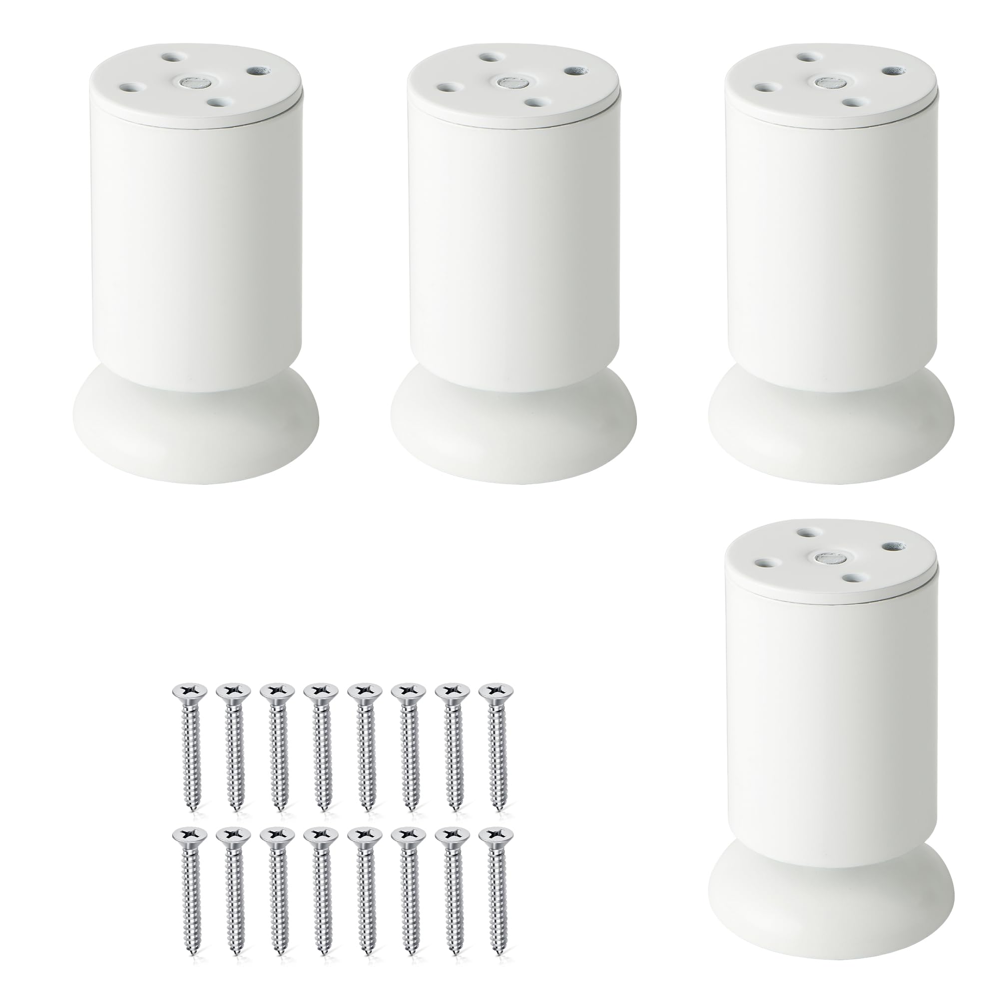 Mooche 4Pcs White Furniture Legs, Adjustable Bed Support Legs,Heavy Duty Furniture Feet Stainless Steel, Cabinet Legs for Cabinet Sofa Bed Frame Replacement Parts 10-11CM