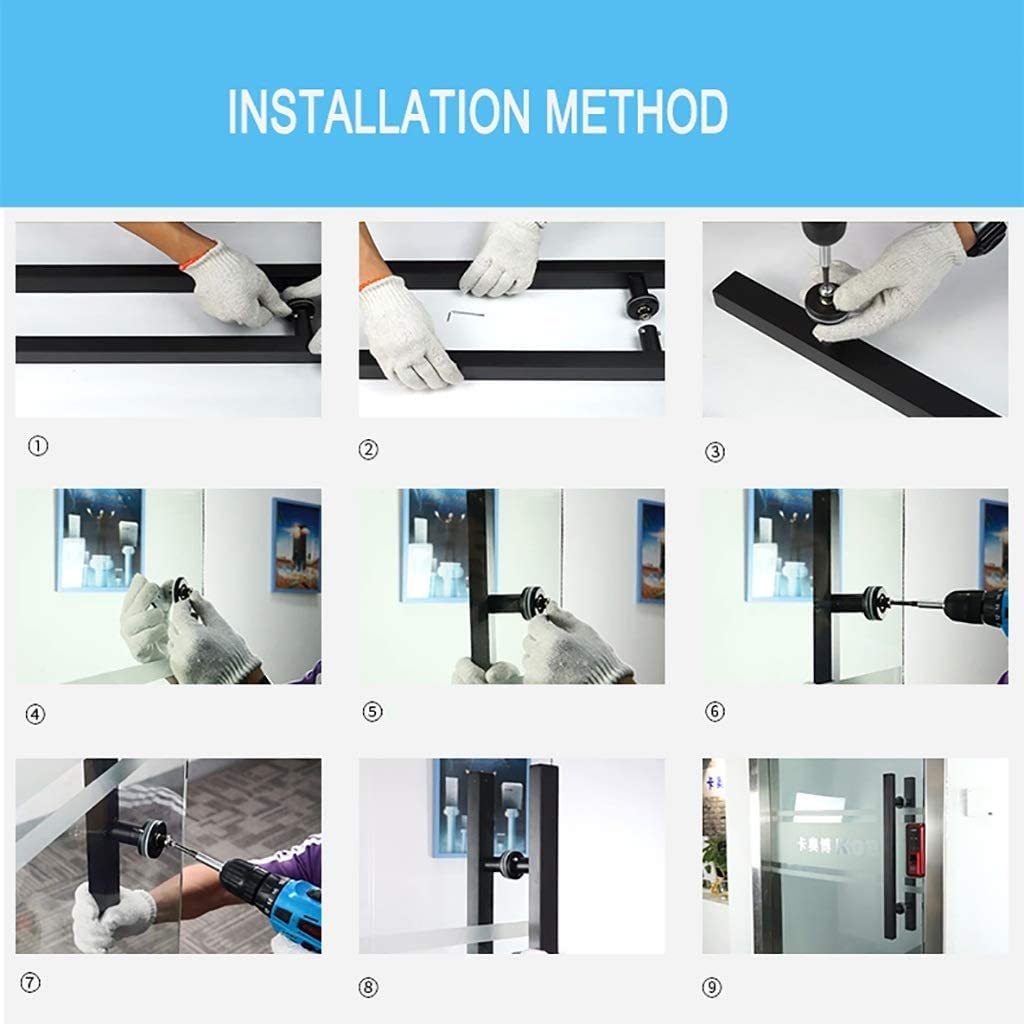 Maniglia per porta Maniglia per porta scorrevole commerciale in acciaio inossidabile resistente nera/Maniglia per porta in vetro/Maniglia per porta del fienile - Maniglia a tubo quadrato/800