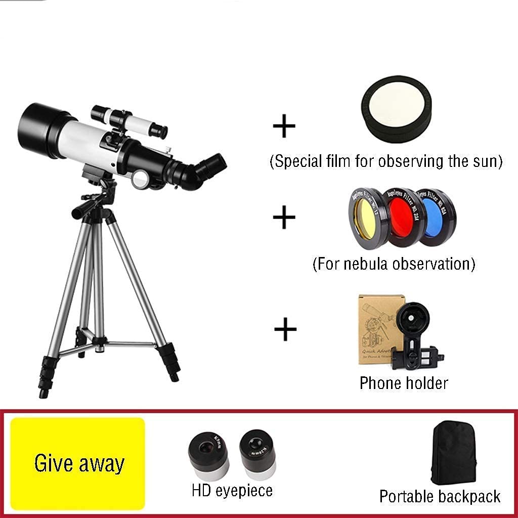 Telescopio astronomico per Bambini Adulti Principianti, telescopio rifrattore, telescopio da Viaggio Portatile con treppiede Regolabile e Supporto per Smartphone, Borsa per Il Trasporto